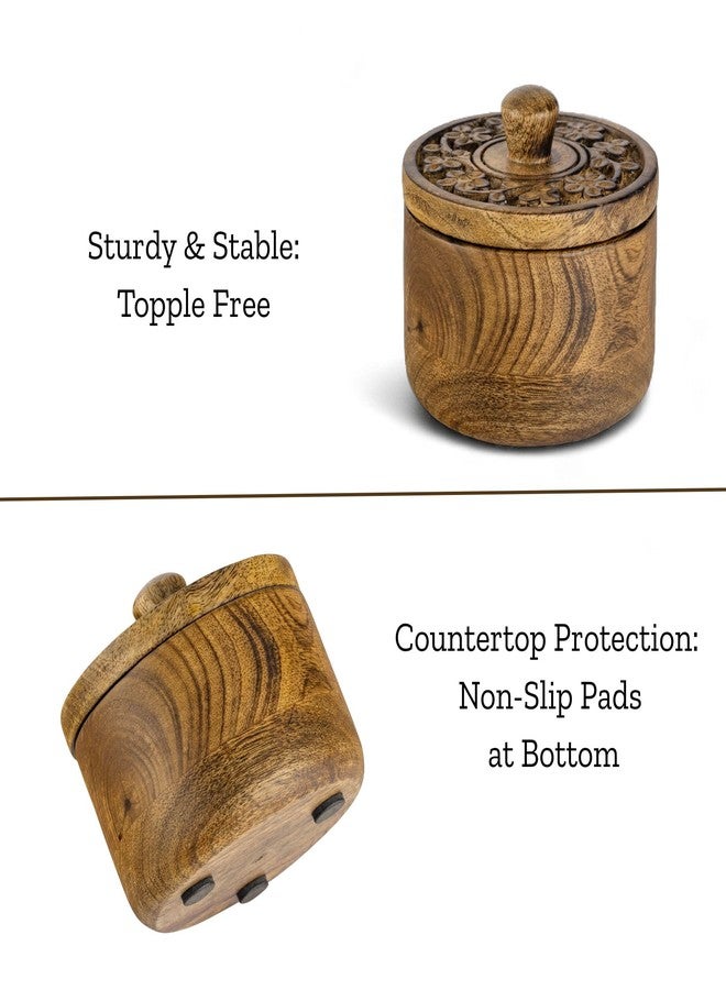 Mie Creations Rustic Salt Box Cellar with Hand Carved Lid & Spoon, Wooden Salt Pinch Bowls | Wood Salt Pepper Keeper, Spice Bowls for Cooking, Sugar Holder for Kitchen, Christmas Thanksgiving Decor - Image 5