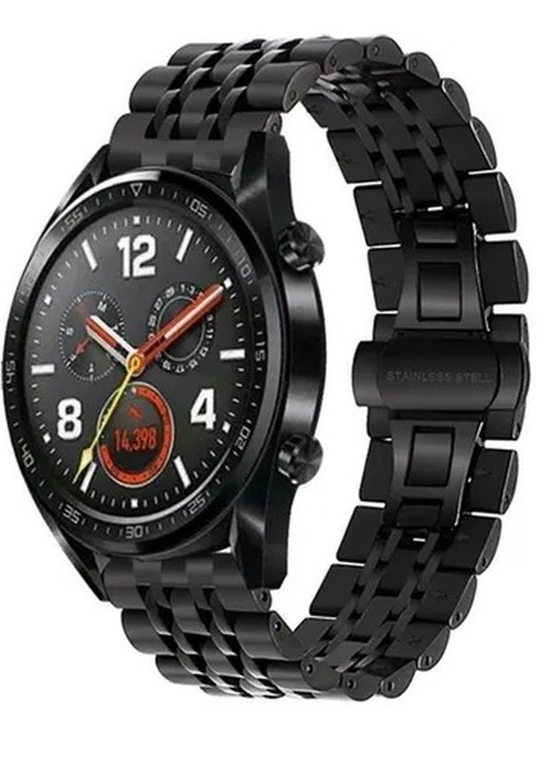 ماركة غير محددة Metal Stainless Steel Strap Band for Huawei Smart Watch GT2 and GT / GT2 Pro / GT 2e / Honor Magic 2 22mm Black  - Image 1