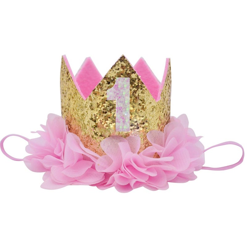 Golden Swallow Birthday Crown Baby Girl Flower Tiara Headband Party Hat Hairband