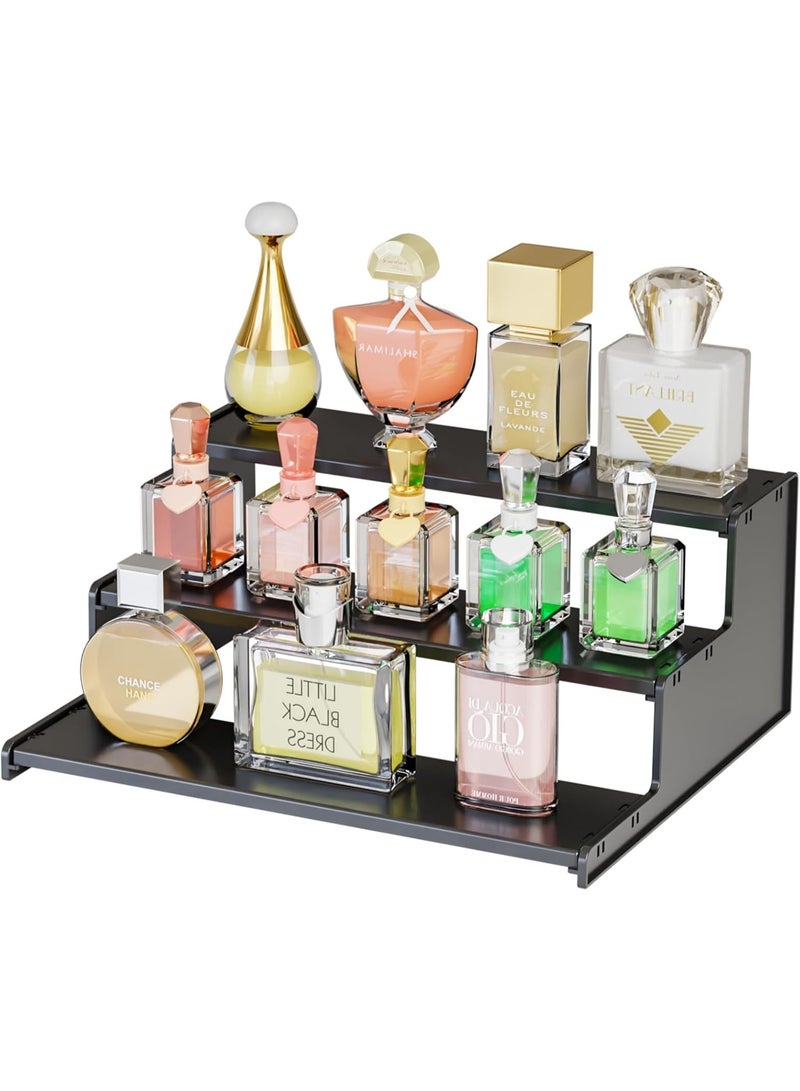 لايفويت منظم عطور 3 طبقات للعرض ، حامل كولونيا، عرض الكب كيك وحوامل فانكو بوب، حامل صينية شفاف متعدد الطبقات، حامل اكريليك للمجسمات والمقتنيات والمكياج او رف التوابل - Image 1