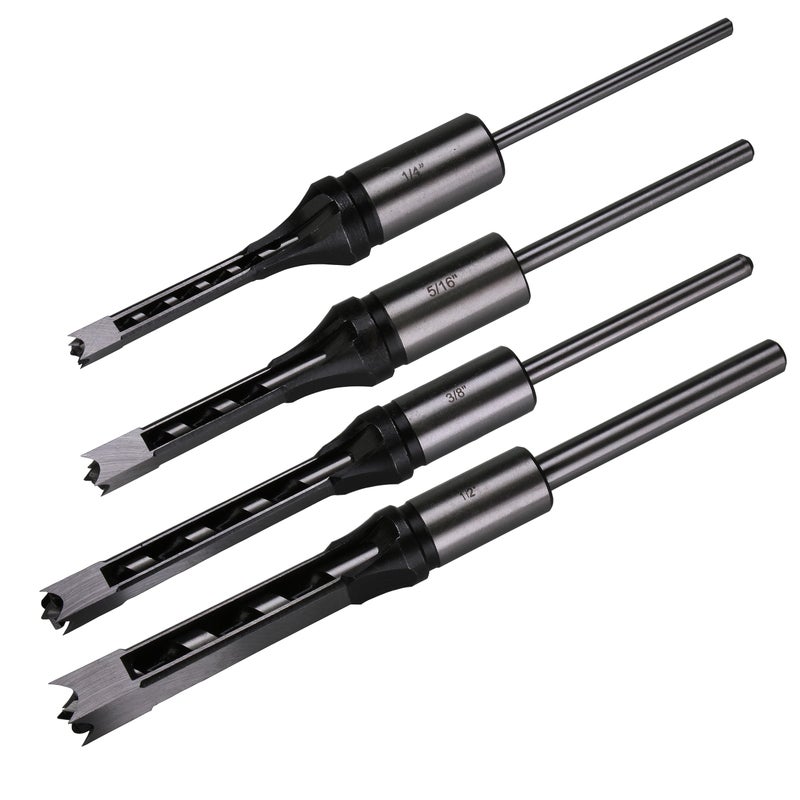 MKC Square Hole Drill Bits for Wood,4pcs Woodworking Square Mortise Drill Bit, Mortise Chisel,1/4 Inch 5/16 Inch 3/8 Inch 1/2 Inch (All of Sizes) with Plastic Storage Case - Image 2