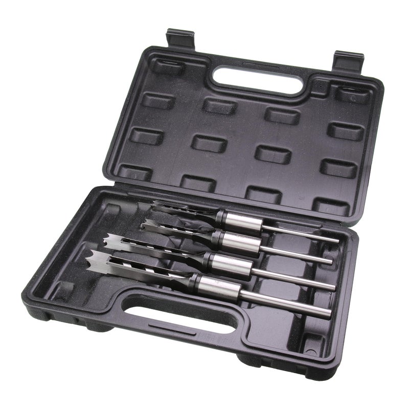 MKC Square Hole Drill Bits for Wood,4pcs Woodworking Square Mortise Drill Bit, Mortise Chisel,1/4 Inch 5/16 Inch 3/8 Inch 1/2 Inch (All of Sizes) with Plastic Storage Case - Image 1