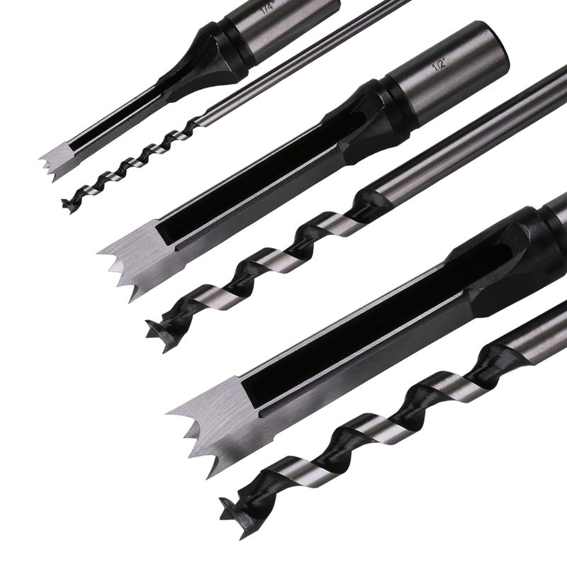 MKC Square Hole Drill Bits for Wood,4pcs Woodworking Square Mortise Drill Bit, Mortise Chisel,1/4 Inch 5/16 Inch 3/8 Inch 1/2 Inch (All of Sizes) with Plastic Storage Case - Image 4