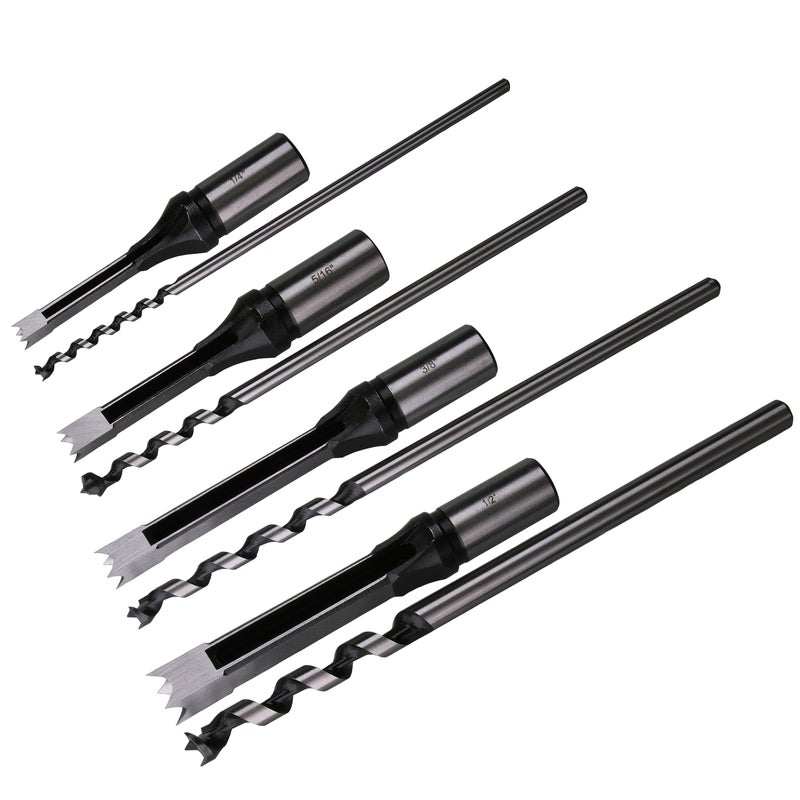 MKC Square Hole Drill Bits for Wood,4pcs Woodworking Square Mortise Drill Bit, Mortise Chisel,1/4 Inch 5/16 Inch 3/8 Inch 1/2 Inch (All of Sizes) with Plastic Storage Case - Image 3