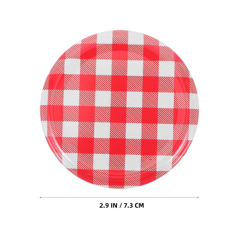 Leak Proof Wide Mouth Mason Jar Lids 7.3cm Red Check Hexagonal Sealing Caps - Image 3