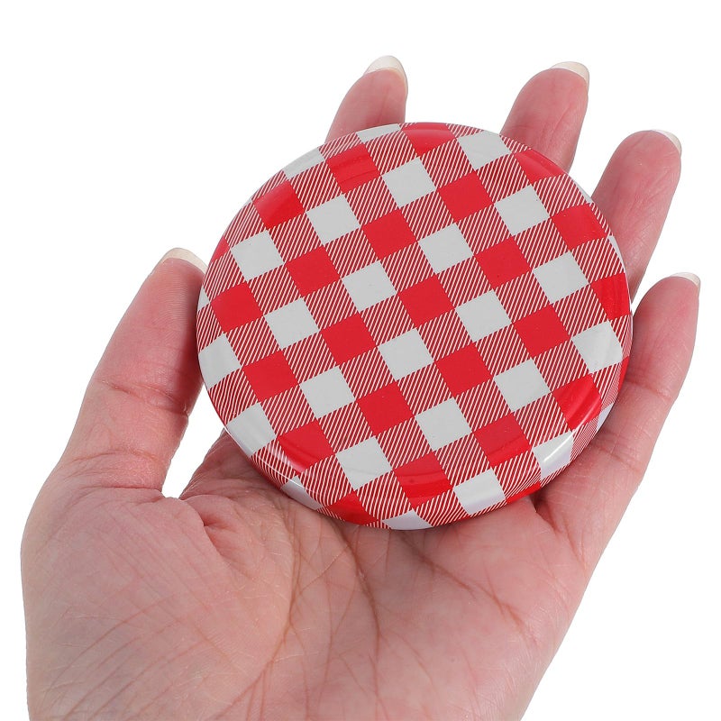 Leak Proof Wide Mouth Mason Jar Lids 7.3cm Red Check Hexagonal Sealing Caps - Image 5