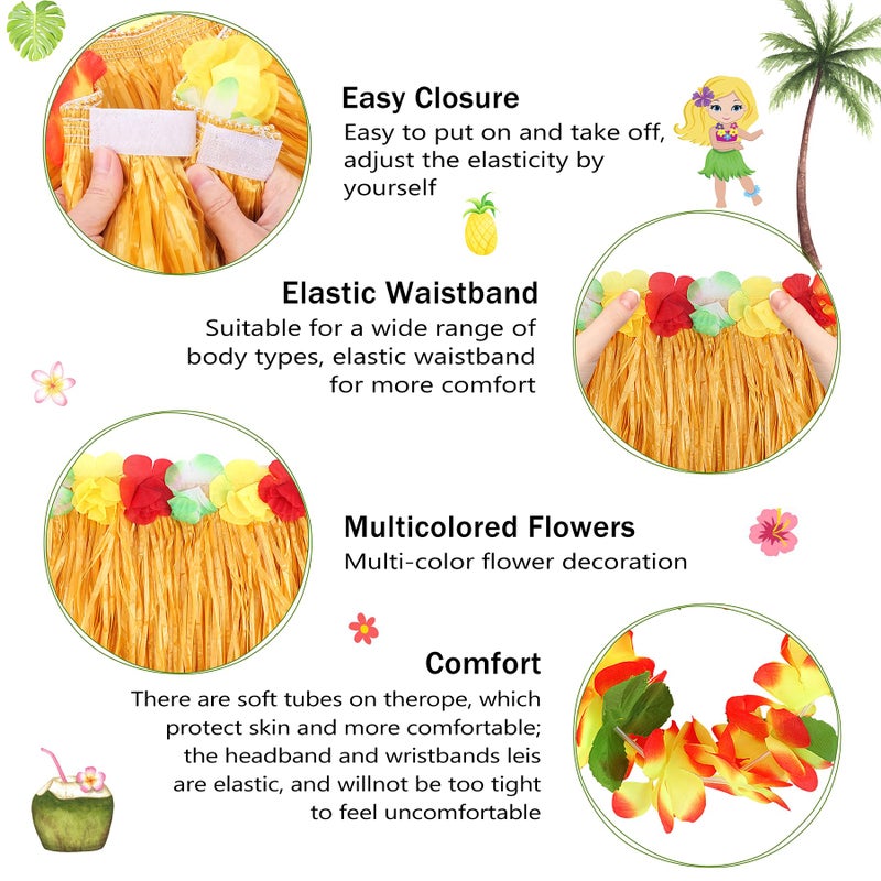 Fighting to Achieve 30cm Hawaiian Grass Skirt Performance Costume Set for Girls - Image 3