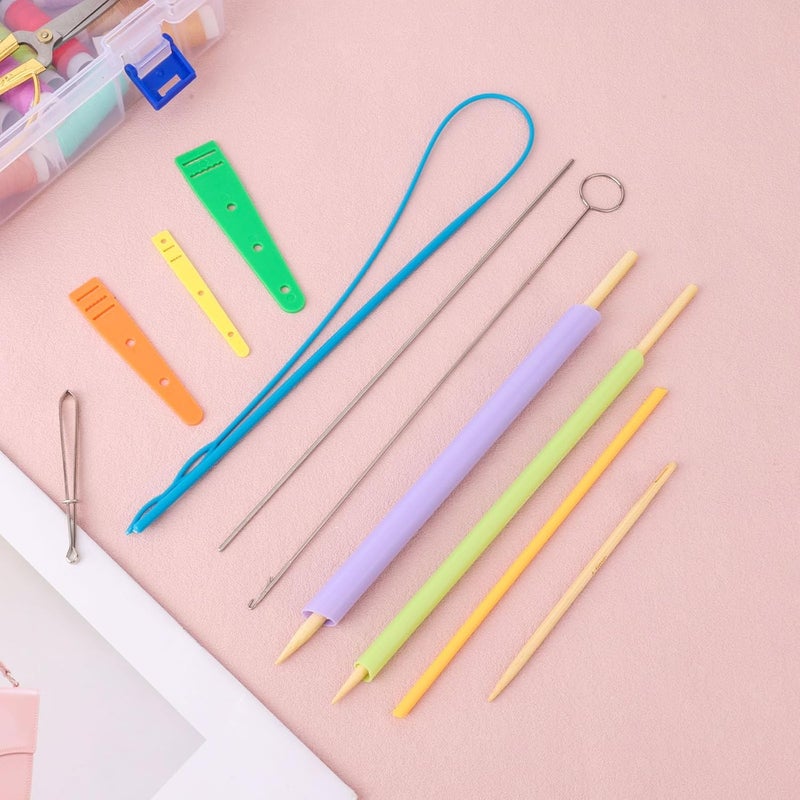 Penitue 13pcs Quick Turn Fabric Sewing Tools Set, Multifunctional Quick Turn Fabric Set Loop & Tube Turner & Threader Turning Tool for Sewing Crafting DIY Projects Threading Knitting Accessories - Image 3