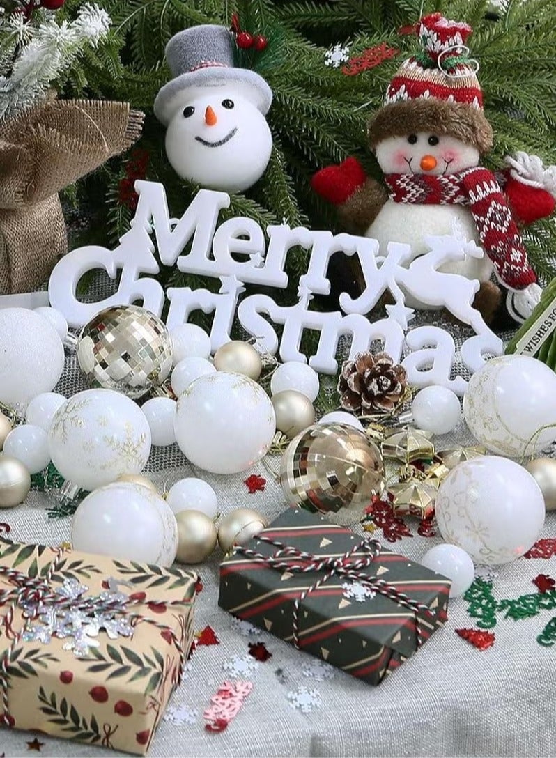 44 Pcs Christmas Ball Set Christmas Tree Decorations, Christmas DIY Hanging Ball Decorations, Christmas Tree Pendants, Suitable for Christmas Parties and New Year Decorations (Gold White) - Image 5