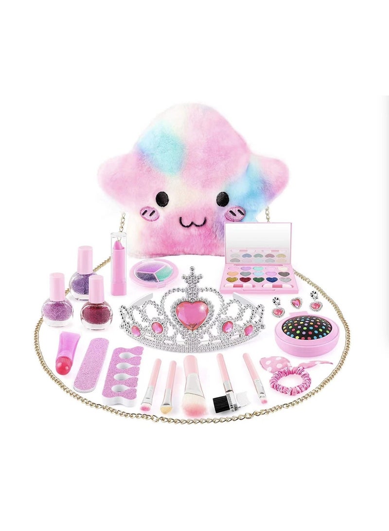 LEDIN Kids Makeup Kit for Girls,Princess Dress up Makeup Set with Cute Cosmetic Makeup Bag for Little Girls Birthday Gifts - Image 1