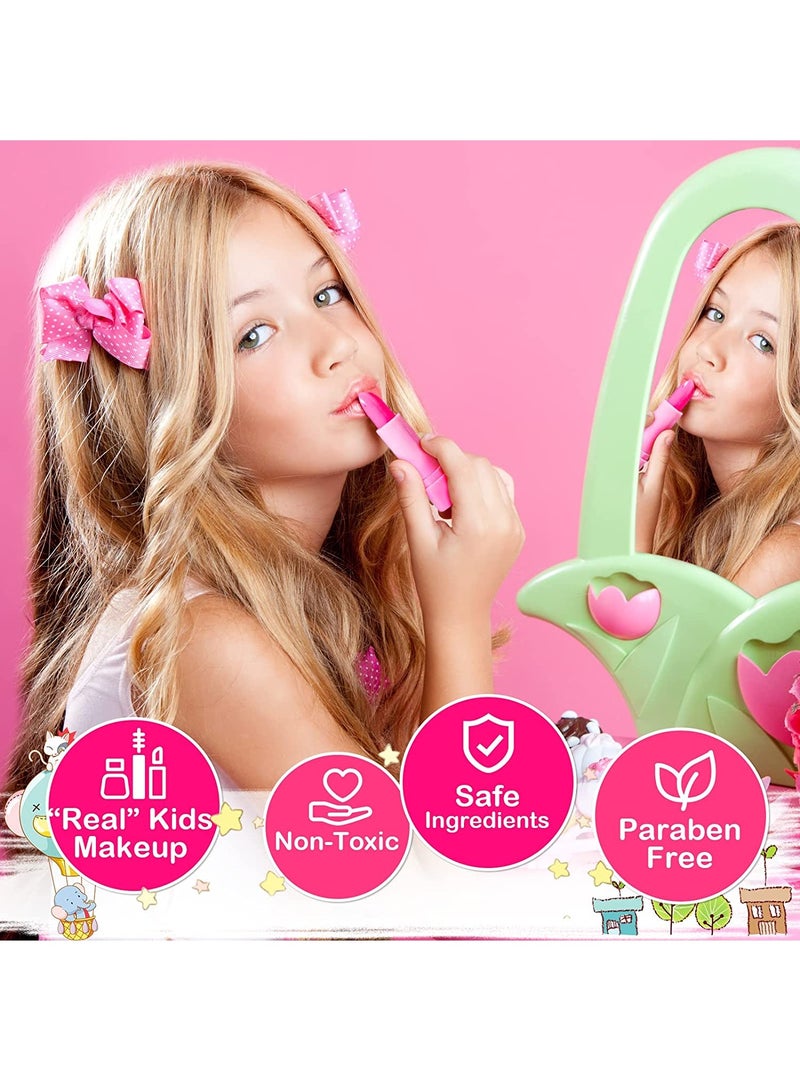LEDIN Kids Makeup Kit for Girls,Princess Dress up Makeup Set with Cute Cosmetic Makeup Bag for Little Girls Birthday Gifts - Image 2