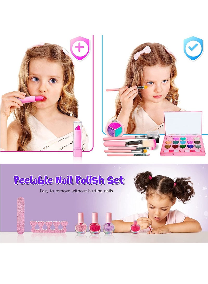 LEDIN Kids Makeup Kit for Girls,Princess Dress up Makeup Set with Cute Cosmetic Makeup Bag for Little Girls Birthday Gifts - Image 4