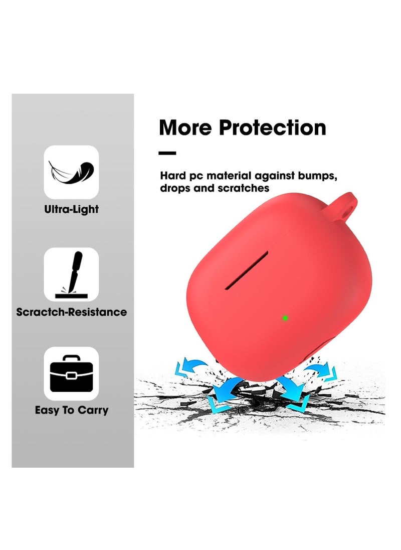 Generic - Silicone Case Compatible with Realme Buds T300 TWS Earbuds, Soft Silicone Protective Case Cover, Shockproof Sleeve with Carabiner For Realme Buds T300 TWS (Red) - Image 1