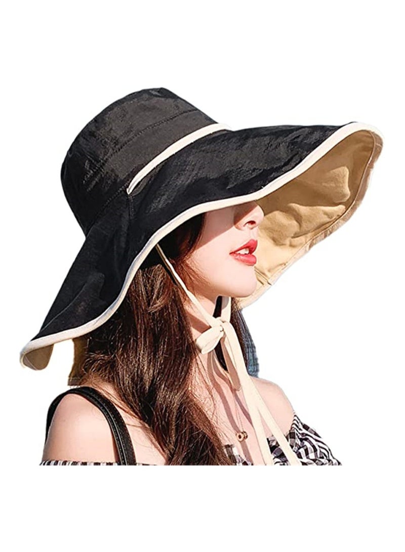 إكسفور قبعة شمسية نسائية صيفية قابلة للطي ذات حافة عريضة للحماية من الأشعة فوق البنفسجية إلى الخارج قبعة شمسية قبعة الدلو واقي من الشمس بحافة واسعة حديقة المشي لمسافات طويلة شاطئ صحراء - Image 1