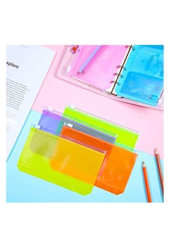 Y&D Binder PVC Pocket Notebook Binder, Collection Loose Leaf Bags Colorful Holes Zipper Folders Waterproof Pouch Document Filing Bags, Put Stationery, Credit Card, ID Card 12Pcs  - Image 4