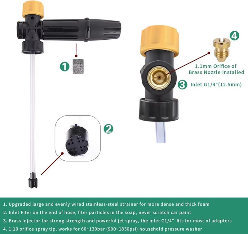 BEAR FORCE Electric Pressure Washer DIY Foam Cannon with Connector, Power Washer Adjustable Snow Foam Lance 0.6L Bottle, Compatible with Sun Joe & Some of AR Blue Clean… - Image 5
