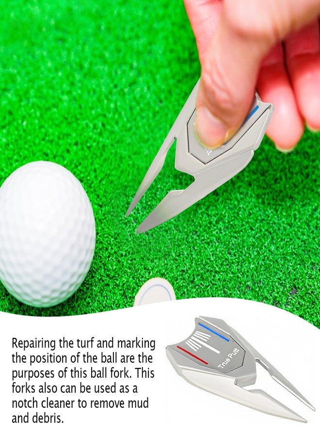 LCJAOF Golf Ball Marker Divot Tool - Multi-Functional Golf Fork Putter Cleaner Pitch Mark Repair Golf Accessory(Silver) - Image 4