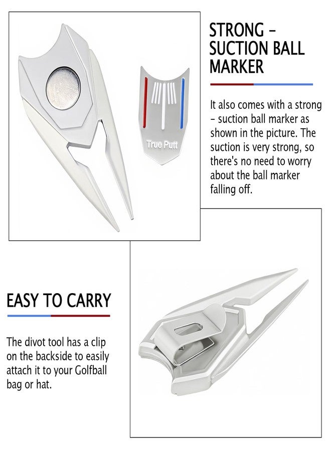 LCJAOF Golf Ball Marker Divot Tool - Multi-Functional Golf Fork Putter Cleaner Pitch Mark Repair Golf Accessory(Silver) - Image 3