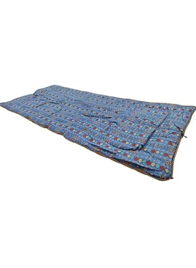ALGHAFA Padded Camping Mat 0.94×1.90m – Foldable Outdoor Picnic Mattress – Cotton Filled Polyester Ground Mat – Blue Patterned Camping Carpet - Image 2