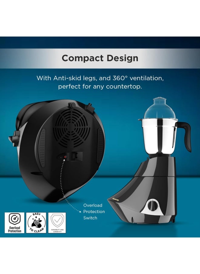 باترفلاي Butterfly Smart 750 Watts Mixer Grinder with 4 Jars | 3 Stainless Steel Jars & 1 Juicer | ABS Body | Heavy Duty Motor | 2 Years Manufacturer's Warranty | Grey - Image 4