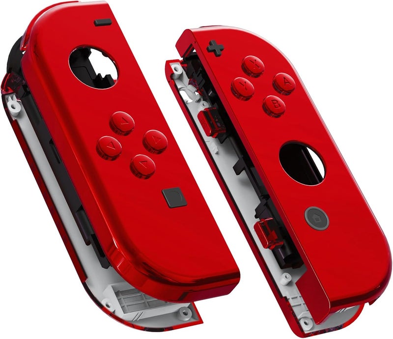 eXtremeRate غلاف وحدة تحكم Chrome Red Joy-Con مع مجموعة كاملة من الأزرار، علبة غلاف بديل للتركيب الذاتي لـ Nintendo Switch Joy-Con و Switch OLED Joy-Con - لا يشمل غلاف الجهاز الرئيسي - Image 1