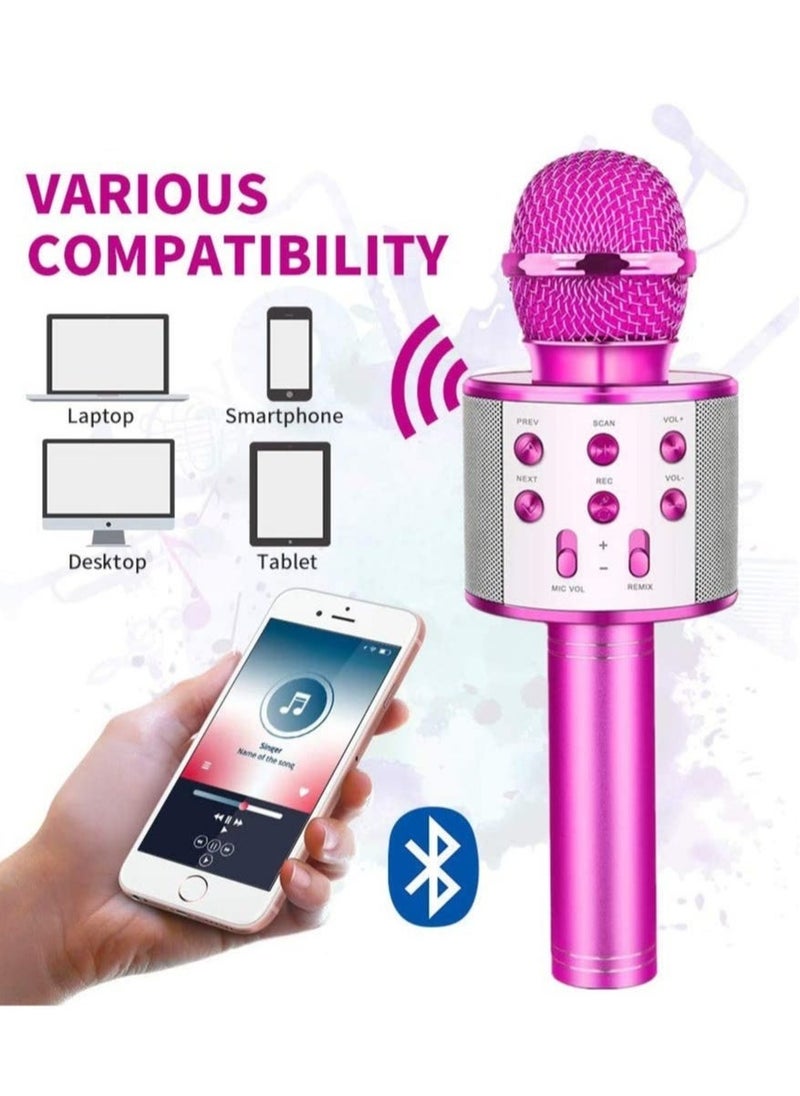 Wireless Bluetooth Karaoke Microphone, Rechargeable Kids Microphone Karaoke Machine,Professional Handheld Karaoke Mic Speaker Home KTV Kids Birthday Party - Best Gifts for Kids Adults (Pink) - Image 3