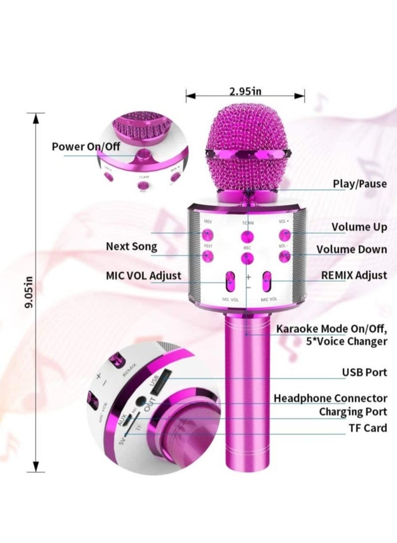 Wireless Bluetooth Karaoke Microphone, Rechargeable Kids Microphone Karaoke Machine,Professional Handheld Karaoke Mic Speaker Home KTV Kids Birthday Party - Best Gifts for Kids Adults (Pink) - Image 2