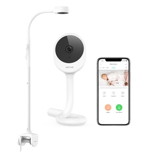 NETVUE Peekababy Baby Camera with Wireless Audio, Adjustable Crib Mount Monitor, Works via 2.4GHz Wi-Fi for Wide Coverage & Stable Connection, Smart App, Two-Way Talk, No Screen (White) - Image 1