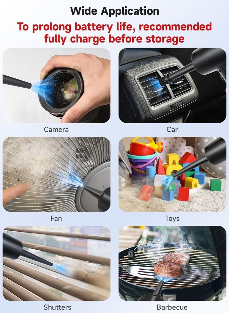 Senlon Tiger Cordless Electric Air Duster, 51000 RPM Portable Air Blower 6000mAh Compressed Air Duster with 5 nozzle attachments Alternative to Air Can Gas Cleaning for Keyboard Laptop Clean - Image 3