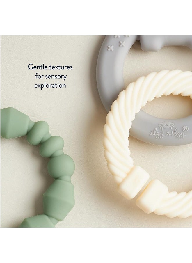 Itzy Ritzy - Itzy Ritzy - Itzy Loops Sensory Teether; Includes 2 Silicone Rings and 1 Link (Elephant) - Image 1