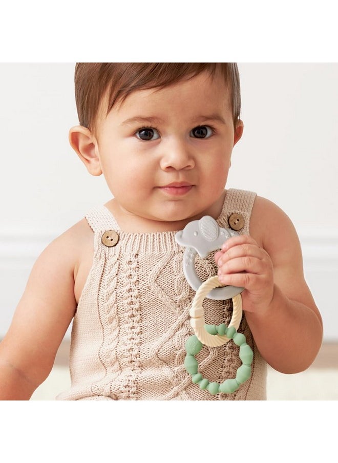 Itzy Ritzy - Itzy Ritzy - Itzy Loops Sensory Teether; Includes 2 Silicone Rings and 1 Link (Elephant) - Image 1