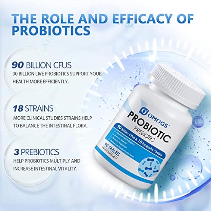 OMOGS Probiotics 90 Billion CFUs 18 Strains,with 3 Organic Prebiotics & Vitamin C,Nutritional Supplement for Women,Men & Kids,Support Metabolism,Immunity and Digestive Health,Non-GMO, 90 Tablets - Image 3