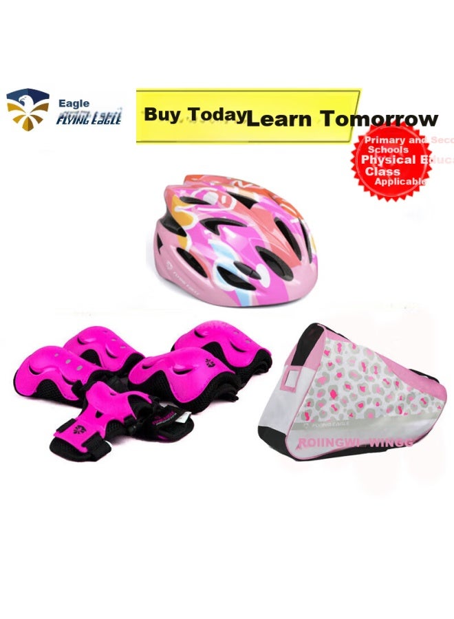Flying Eagle Feiying Children's Roller Skating Protective Gear, Skateboard Bicycle Inline Skates, Roller Skates Protective Knee Pads Helmet Cap Roller Skating Package Set - Image 1