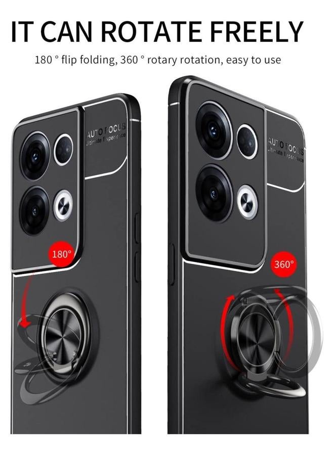 Case Compatible with Oppo Reno8 Pro 5G (Reno 8 5G) + [2 Pack] Screen Protector, Slim Soft TPU Shockproof Phone Cover 360° Rotating Ring Kickstand - Image 3