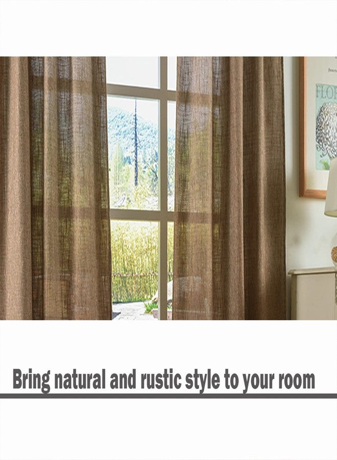 Valea Home Soft Jute Look Natural Tan Rod Curtain for Living Room 37" x 54" (94x137cm) 1 Panel - Image 2