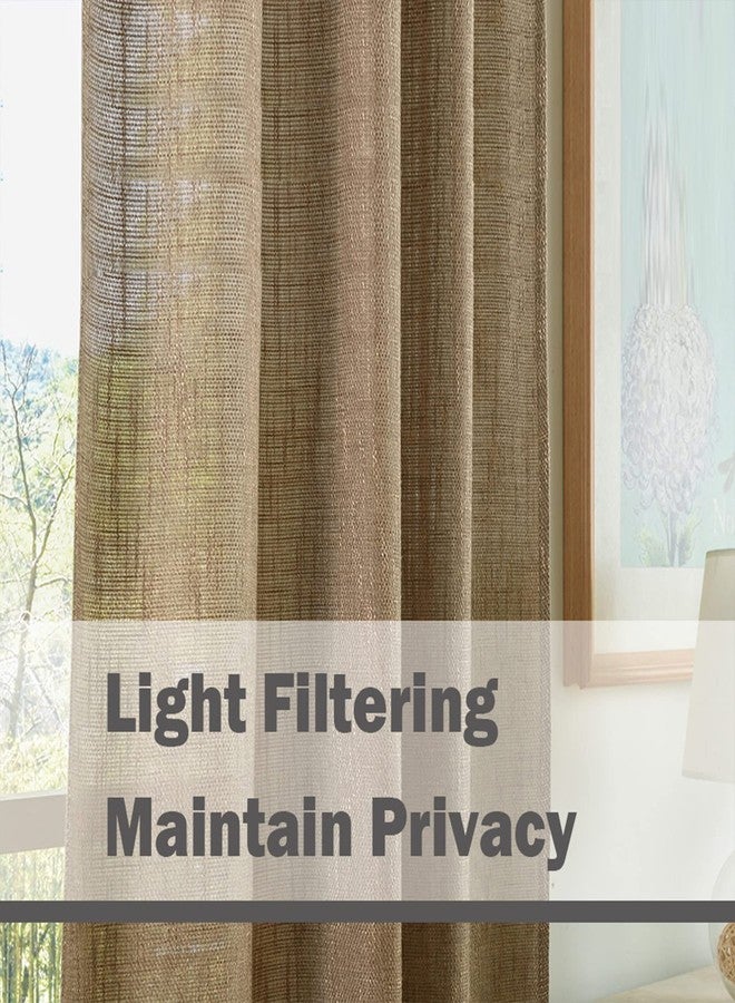 Valea Home Soft Jute Look Natural Tan Rod Curtain for Living Room 37" x 54" (94x137cm) 1 Panel - Image 4