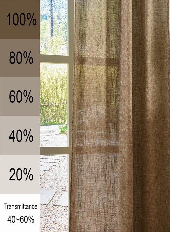 Valea Home Soft Jute Look Natural Tan Rod Curtain for Living Room 37" x 54" (94x137cm) 1 Panel - Image 3