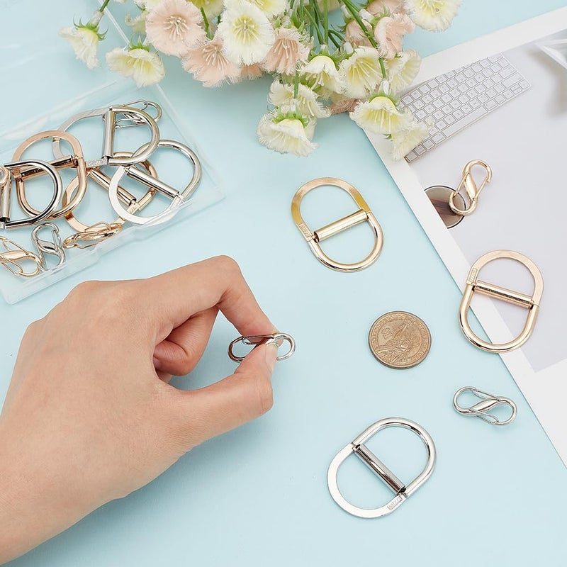 كلاراكو مشابك سلسلة محفظة من كلاركو، 16 قطعة، 4 أنماط من مشابك معدنية قابلة للتعديل لحزام السلسلة ومشابك مزدوجة على شكل حرف D لأحزمة الويب، مشابك تقصير طول السلسلة، إكسسوارات صنع الحقائب بنفسك - Image 3