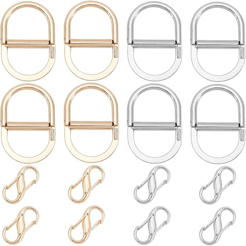 كلاراكو مشابك سلسلة محفظة من كلاركو، 16 قطعة، 4 أنماط من مشابك معدنية قابلة للتعديل لحزام السلسلة ومشابك مزدوجة على شكل حرف D لأحزمة الويب، مشابك تقصير طول السلسلة، إكسسوارات صنع الحقائب بنفسك - Image 1
