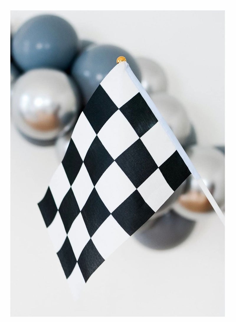 Hand Held Stick Flags, 20 Pack 8"x5.5" Black and White Checkered Racing Stick Flag for Race Party Supplies - Image 3
