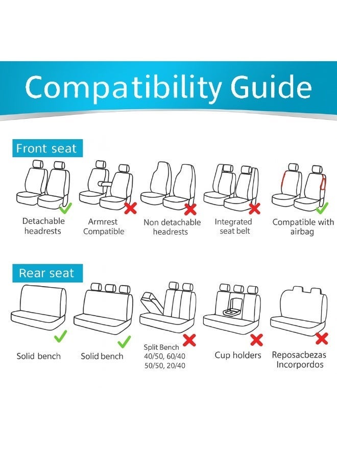 ألياف خام طقم أغطية مقاعد سيارة من البولي بروبيلين، لون فحمي على أسود - مقعد أمامي وخلفي منفصل للسيارات، سهل التركيب، ملحقات للسيارات والشاحنات والفانات وسيارات الدفع الرباعي - Image 5