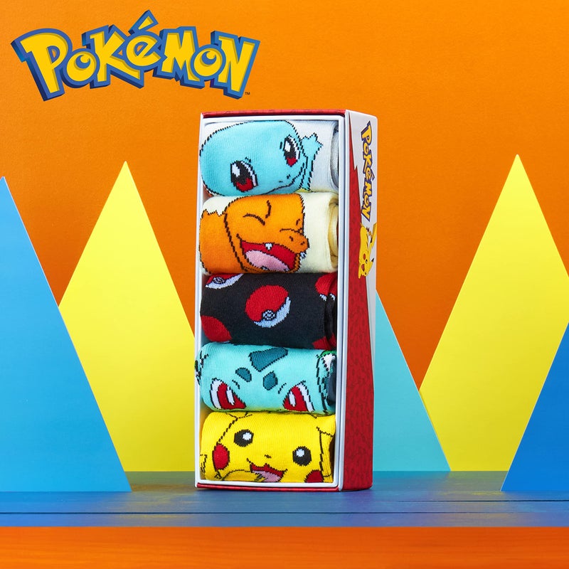 Pokemon Boys Socks 5 Pack Pikachu Ankle Socks Stretchy Breathable Crew Socks for Boys Girls Teenagers Women Gifts (Multi, 12.5, 4) - Image 2