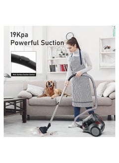SINCHER Bagless Vacuum Cleaner, 1000W Lightweight Canister Vacuum Cleaner, 1.5L Capacity, Automatic Cord Rewind, 5 Tools, HEPA Filter, Pet Friendly Vacuum Cleaner for Hard Floors, Pet Hair, Carpet  - Image 5