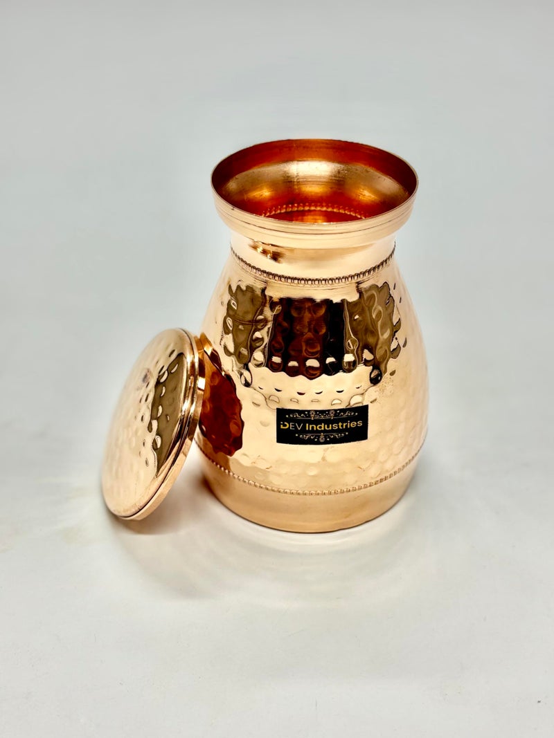 Dev Industries Copper Bedroom Jar Easy to Carry Carafe Bottle Hammered Finish for Home and Office Volume-500 ml (Vedic JAR) - Image 5