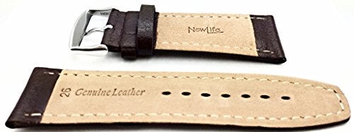 NewLife 26mm Dark Brown Genuine Leather Watchband | Matte, Shrunken Grain, Medium Padded Replacement Watchstrap that brings to Any Watch (Mens Standard Length) - Image 2