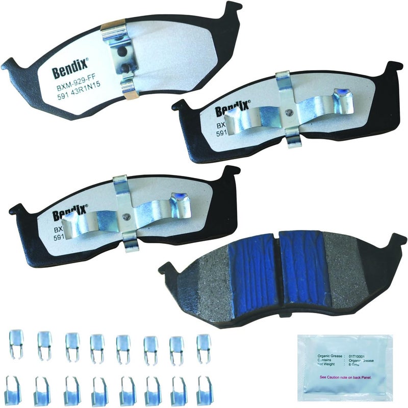 Bendix Fleet Metlok MKD591FM Semi-Metallic Front Brake Pads for Select Models Chrysler Concorde,Grand Voyager,LHS,New Yorker,Town & Country,Dodge Caravan,Intrepid,Eagle Vision,Plymouth Prowler,Voyager - Image 1
