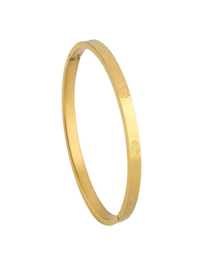 Brajin Man's Fashion Gold Plated Round Stylish Hand Kada Bracelet for Man's/Boy's (Design-3)