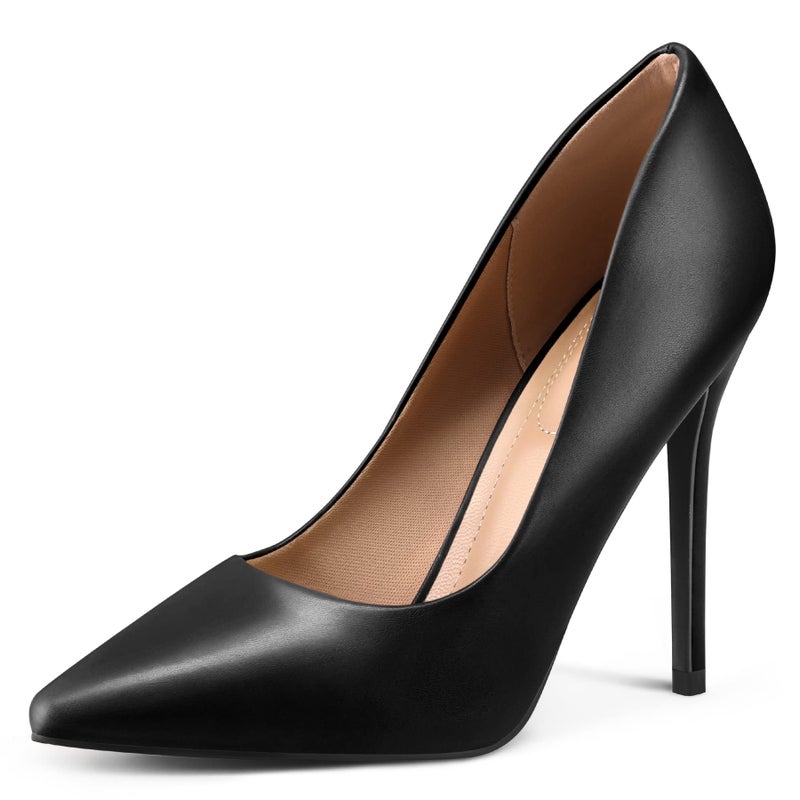 mysoft Women's High Heels Pumps Closed Pointed Toe Stiletto 4IN Heels Dress Wedding Shoes - Image 1