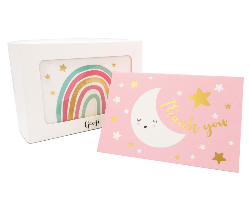 Gooji 4x6 Gold Foil Baby Starry Night Thank You Cards (Bulk 36-Pack) Matching Peel-and-Seal White Envelopes | Assorted Set, Watercolor Graphics | Baby Shower, Birthday Party, Blank Notes - Image 3