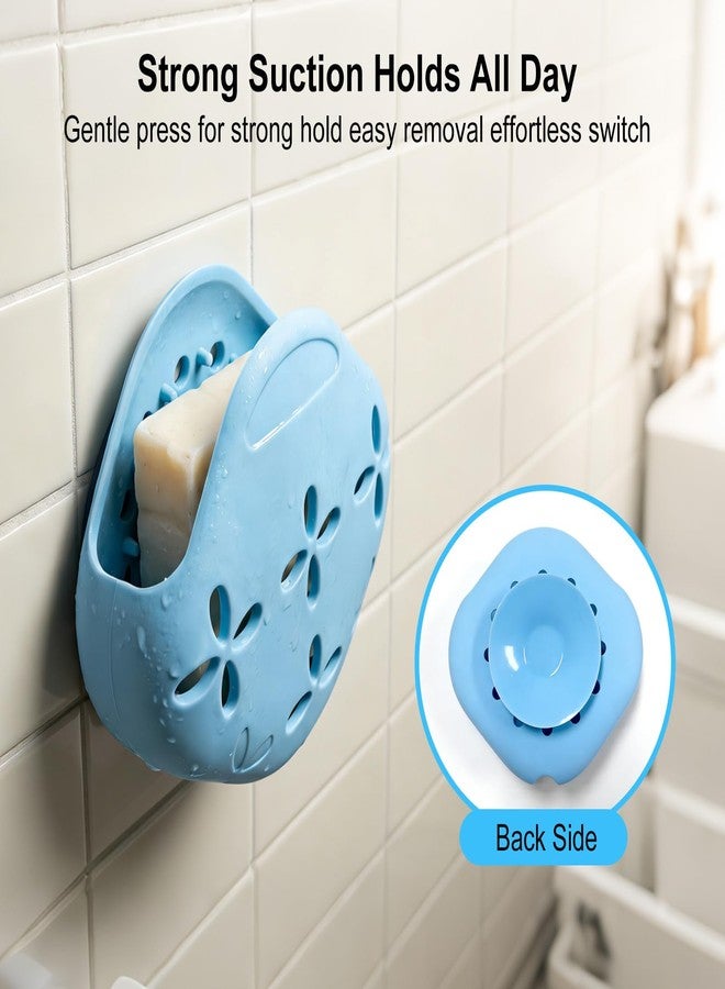 CJZMBSTY 2 Pack Shower Steamer Holder Suction Cup, Silicone Bathroom Accessories with Adjustable Hanging Strap, Non-Slip Aromatherapy Diffuser Container, White & Blue - Image 3